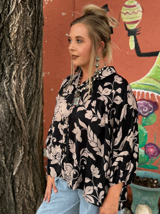 Mirabelle Black Satin Blouse by Easel