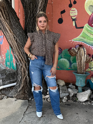 Leona Ruffle Leopard Top