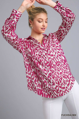 Molly Satin Animal Print Button Down Top