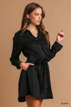 Load image into Gallery viewer, Shiloh Texture Satin Shirt Dress