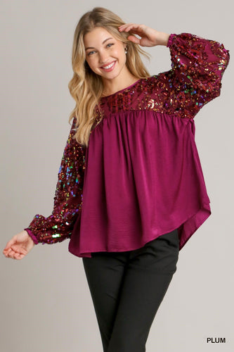 Sierra Satin & Sequin Blouse