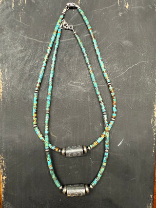 Stamped Bead Heshi Necklace