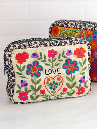 Embroidered Cosmetic Pouch Crm Love