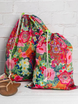 Floral Drawstring Bag Set of 2