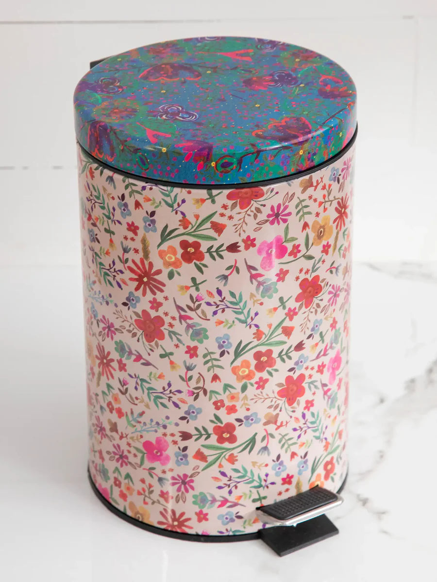 Floral Bathroom Trash Can