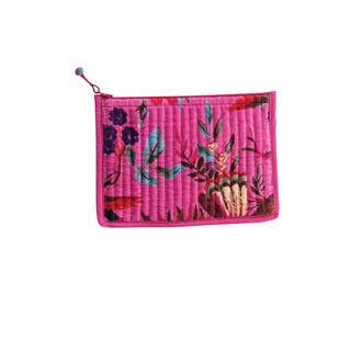 Quilted Velvet Zip Pouch