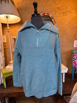 Frost Glow Zip Pullover Sweater