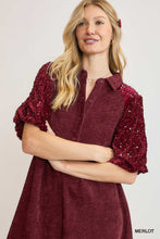 Load image into Gallery viewer, Merlot Sequin Dress