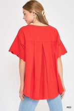 Load image into Gallery viewer, Annie Scalloped Sleeve Top | Red