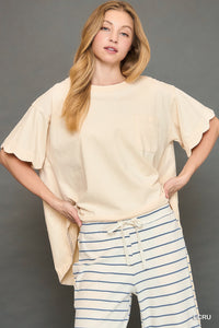 Annie Scalloped Sleeve Top | Ecru