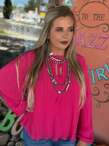 Lottie Pearl Fuchsia Pleated Blouse