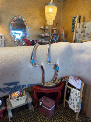 Twisted Silver Cuff with Turquoise