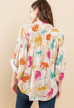 Load image into Gallery viewer, Yellow Cheetah Print V-Neck Blouse