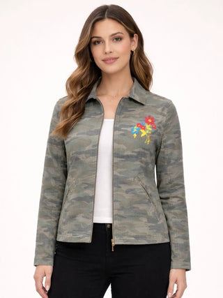 Camouflage Floral Embroidered Jacket