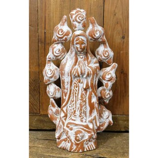 Clay Madonna Angel Sculpture