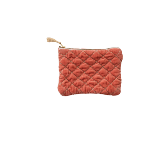 Quilted Zip Embroidery & Tassel Pouch