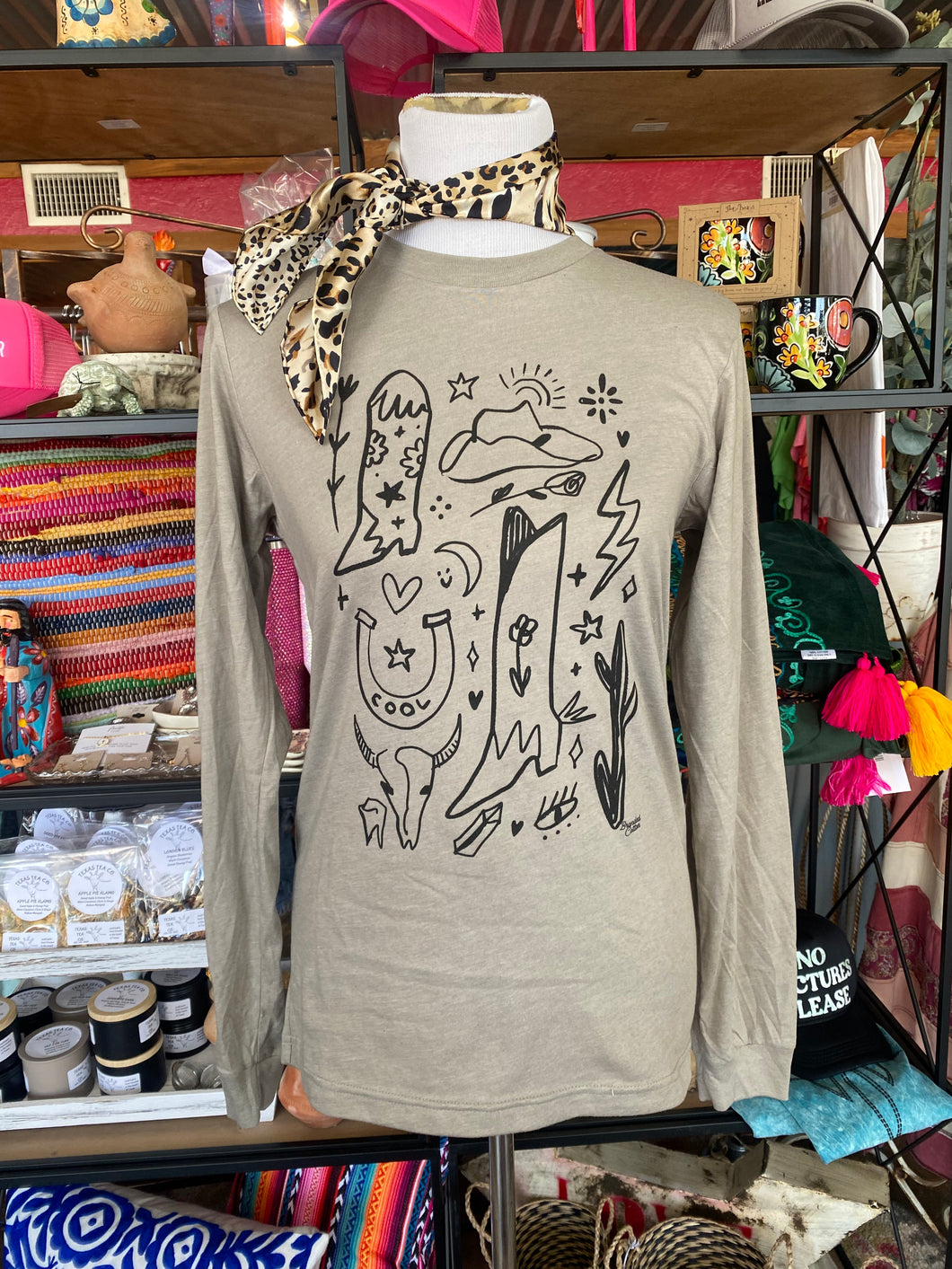 Hand Drawn Western Long-sleeve Tee