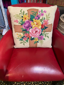 Floral Cross Hooked Pillow