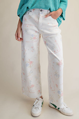 Meadow Threads Floral Twill Pants by Easel