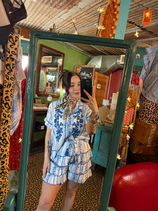 Rosita Blue Roses Top by Ivy Jane