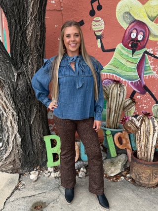 Bluebonnet Bow Denim Top