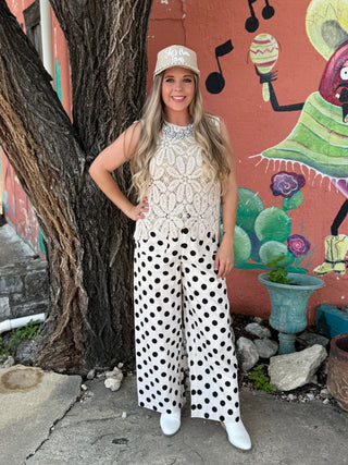 Polka Charm Wide Leg Pants