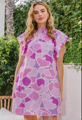 Lavender Floral Printed Mini Dress