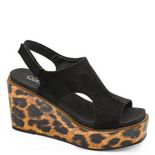 Black Faux Suede Freddie Wedge by Corkys