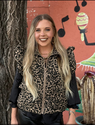 Leopard Puff Vest