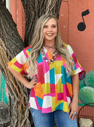 Maribelle Abstract Print Top