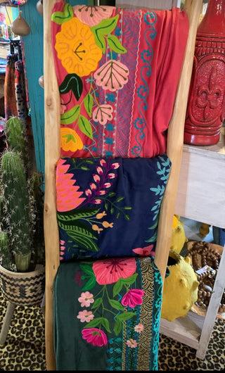 Velvet Embroidered Throw