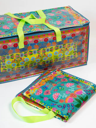 Floral Folk Art Storage Tote Bag