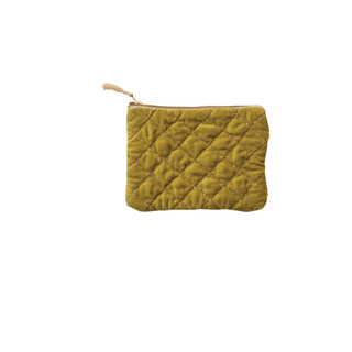 Quilted Zip Embroidery & Tassel Pouch