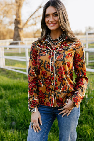 Horses & Horseshoes Button Up Top