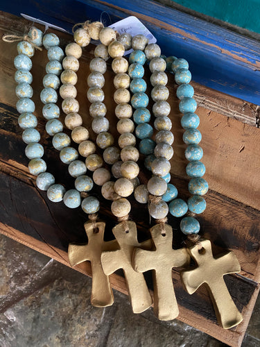 Blessing Beads with Gold Cross
