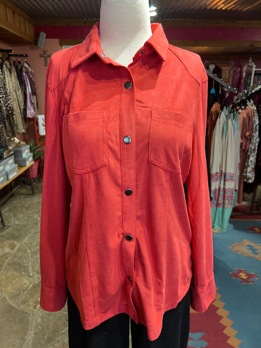 Red Suede Snap Shirt