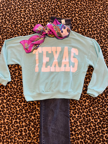 Texas Knit Sweater in Aqua