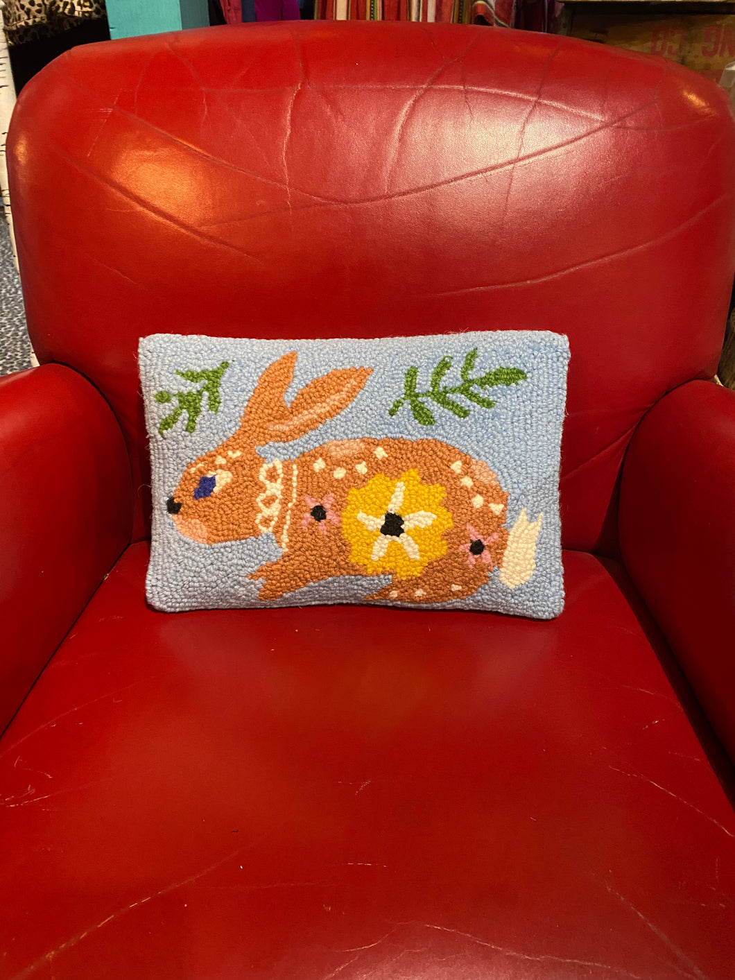 Easter Bunny Hooked Pillow