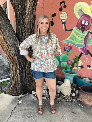 Jana Ray Cactus Gauze Top