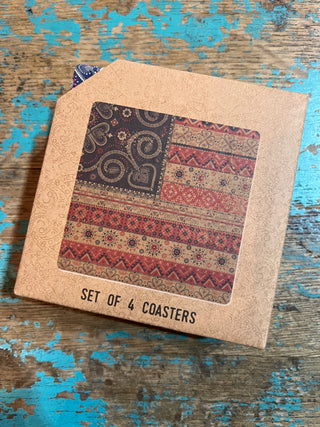 Boho Flag Americana Coaster Set