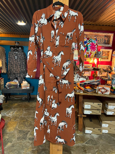 Wild Horses Button Front Dress