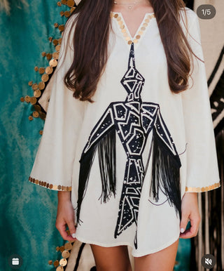 Relic Fringed Mini Dress by Allie Falcon