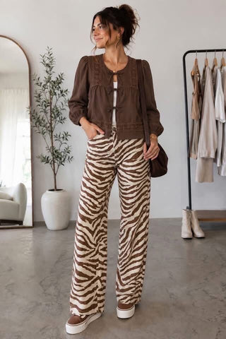 Wild Side Zebra Wide-Leg Pants