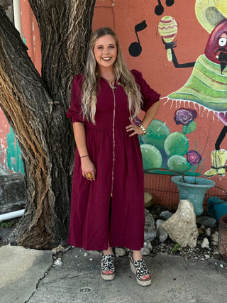Dixie Smocked Zip Dress
