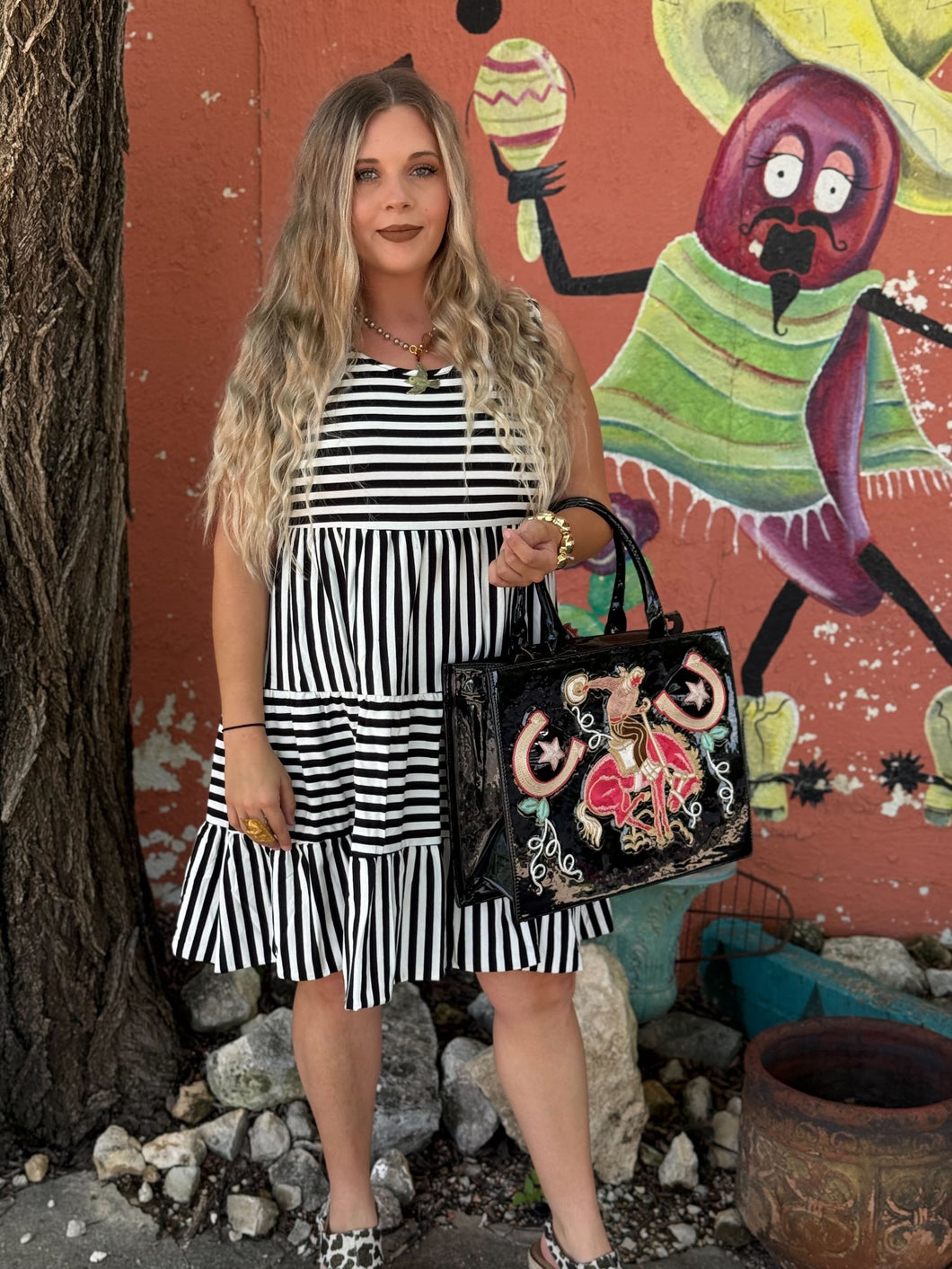 Phoenix Stripe Mid Dress