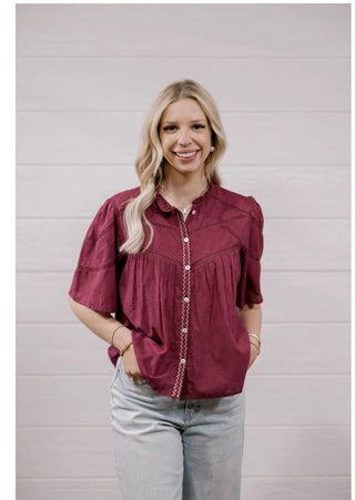 Paige Lace Button Up Top