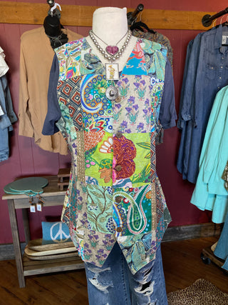 Patchwork Sunrise Reversible Vest by Jaded Gypsy