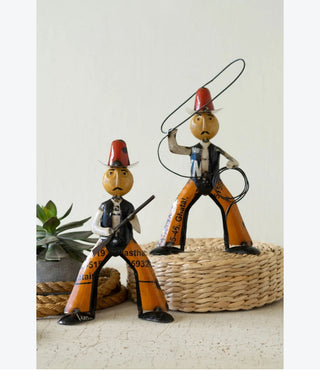 Rodeo Duo Reclaimed Metal Cowboys - Set of 2