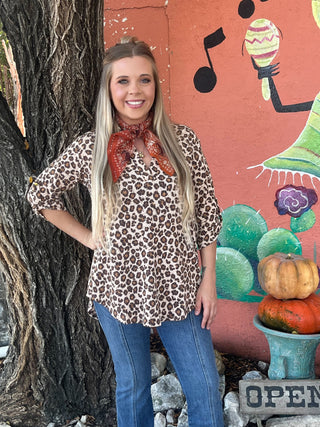 Brandie Tan Leopard Top