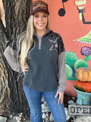 Morgan Star Olive Hoodie Top